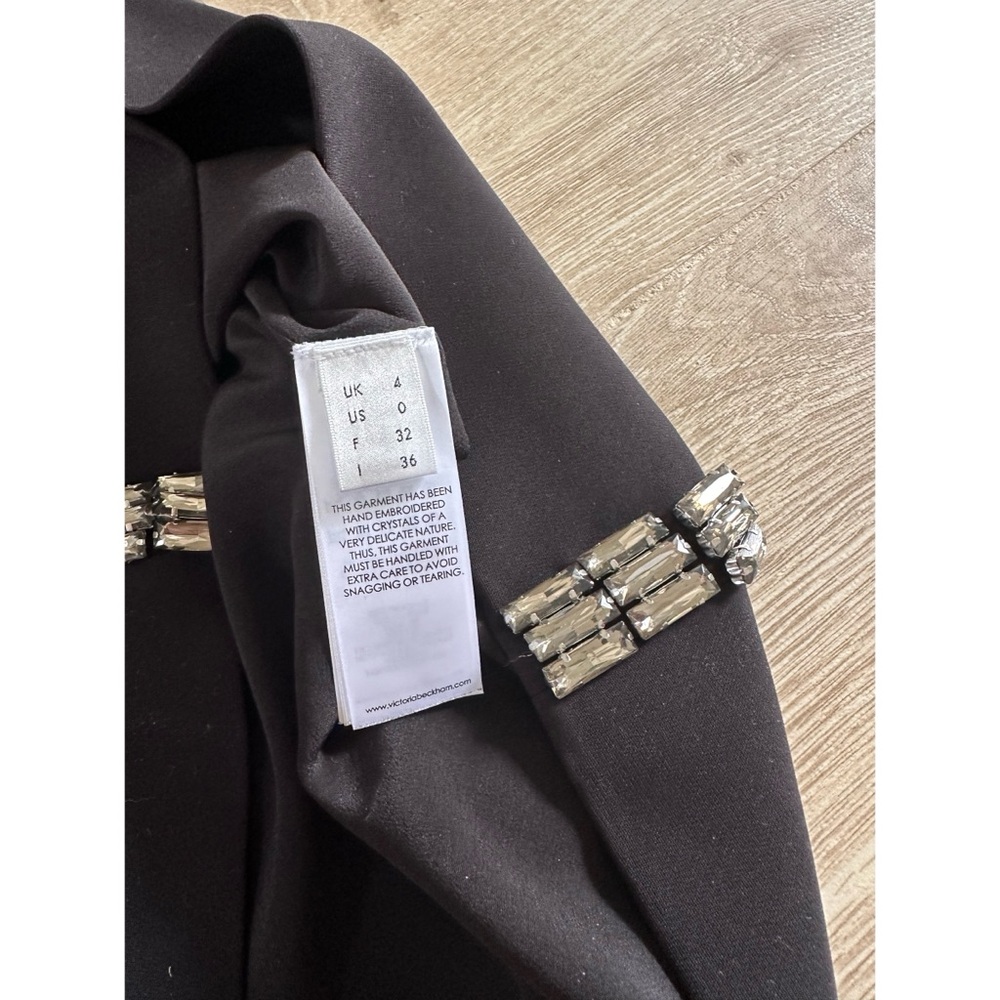 Victoria Beckham black crepe shift dress with side crystal embellishments sz 0 - Picture 13 of 14